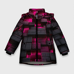 Зимняя куртка для девочки Фиолетовые и черные камни
