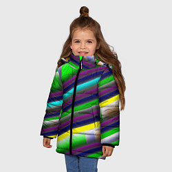 Куртка зимняя для девочки Размытые абстрактные полосы, цвет: 3D-светло-серый — фото 2