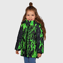 Куртка зимняя для девочки Демонический доспех зелёный, цвет: 3D-черный — фото 2