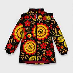 Куртка зимняя для девочки Хохлома: осеннее изобилие, цвет: 3D-красный