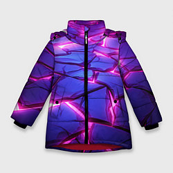 Зимняя куртка для девочки Неоновые фиолетовые камни со свечением