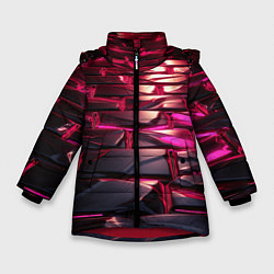 Зимняя куртка для девочки Неоновые фиолетовые и розовые камни