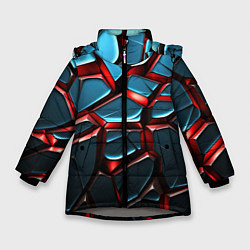 Зимняя куртка для девочки Синие плиты с красными стеклами