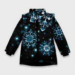 Куртка зимняя для девочки Кружение снежинок, цвет: 3D-черный