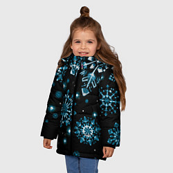 Куртка зимняя для девочки Кружение снежинок, цвет: 3D-черный — фото 2