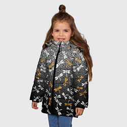 Куртка зимняя для девочки Стрекозы поверх графики, цвет: 3D-черный — фото 2
