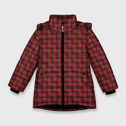 Куртка зимняя для девочки Классическая красная клеточка, цвет: 3D-черный