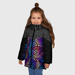 Куртка зимняя для девочки Сэйгайха - морские волны и северное сияние, цвет: 3D-светло-серый — фото 2