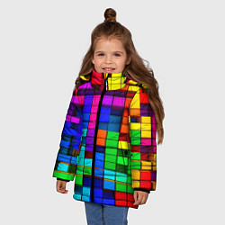 Куртка зимняя для девочки Радужный кубизм, цвет: 3D-светло-серый — фото 2