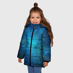 Куртка зимняя для девочки Голубой космос, цвет: 3D-черный — фото 2