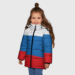 Куртка зимняя для девочки Вязаный российский флаг, цвет: 3D-светло-серый — фото 2
