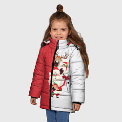 Куртка зимняя для девочки Новогодние персонажи, цвет: 3D-светло-серый — фото 2