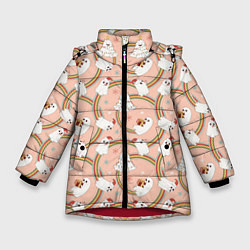 Куртка зимняя для девочки Новогодние привидения, цвет: 3D-красный