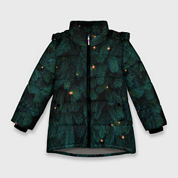 Куртка зимняя для девочки Ёлка и гирлянды, цвет: 3D-светло-серый