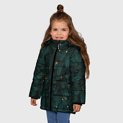 Куртка зимняя для девочки Ёлка и гирлянды, цвет: 3D-светло-серый — фото 2