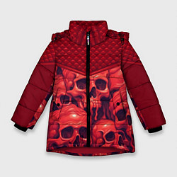 Куртка зимняя для девочки Расплавленные красные черепа, цвет: 3D-красный