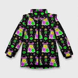 Зимняя куртка для девочки Цветные инопланетные существа