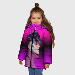 Куртка зимняя для девочки Lil Peep фиолетовый лук, цвет: 3D-черный — фото 2