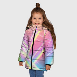 Куртка зимняя для девочки Хаотичные неоновые линии, цвет: 3D-красный — фото 2