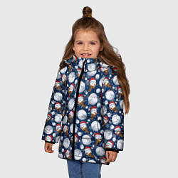 Куртка зимняя для девочки Весёлые снеговики - паттерн, цвет: 3D-светло-серый — фото 2