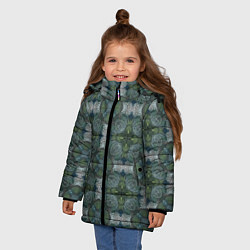 Куртка зимняя для девочки Малахитовый индейский орнамент, цвет: 3D-светло-серый — фото 2