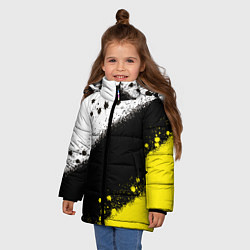 Куртка зимняя для девочки Брызги желто-черных красок, цвет: 3D-черный — фото 2
