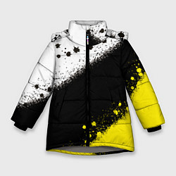 Куртка зимняя для девочки Брызги желто-черных красок, цвет: 3D-светло-серый