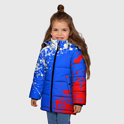 Куртка зимняя для девочки Флаг России - брызги, цвет: 3D-светло-серый — фото 2