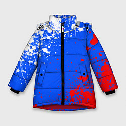 Куртка зимняя для девочки Флаг России - брызги, цвет: 3D-красный