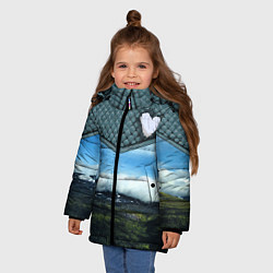 Куртка зимняя для девочки Облачные сердца, цвет: 3D-красный — фото 2
