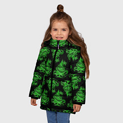 Куртка зимняя для девочки Паттерн елка и дракон, цвет: 3D-черный — фото 2