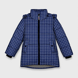 Куртка зимняя для девочки Мелкие снежинки паттерн синий, цвет: 3D-светло-серый