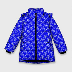 Куртка зимняя для девочки Паттерн снежинки синий, цвет: 3D-черный