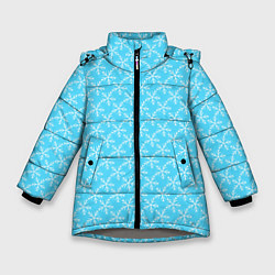 Куртка зимняя для девочки Паттерн снежинки голубой, цвет: 3D-светло-серый