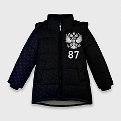 Куртка зимняя для девочки Республика Коми - синие крапинки, цвет: 3D-светло-серый