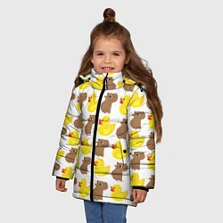 Куртка зимняя для девочки Капибара с желтой уткой, цвет: 3D-красный — фото 2