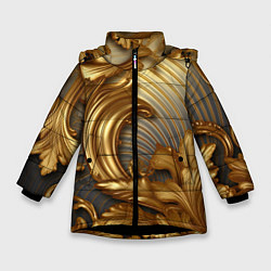 Куртка зимняя для девочки Золотая текстура и абстракции, цвет: 3D-черный