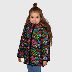 Куртка зимняя для девочки Этнический узор животных, цвет: 3D-светло-серый — фото 2