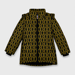 Куртка зимняя для девочки Узоры чёрно-золотой паттерн, цвет: 3D-черный