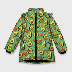Зимняя куртка для девочки Авокадо и сердечки