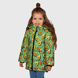 Куртка зимняя для девочки Авокадо и сердечки, цвет: 3D-черный — фото 2