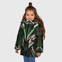 Куртка зимняя для девочки Зелёная кибер броня модерн, цвет: 3D-черный — фото 2