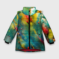 Куртка зимняя для девочки Абстрактные мазки краски, цвет: 3D-красный