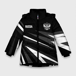Куртка зимняя для девочки Russia - black and white geometry, цвет: 3D-черный