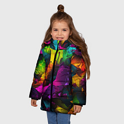 Куртка зимняя для девочки Яркие разноцветные краски, цвет: 3D-черный — фото 2