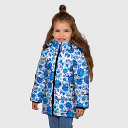 Куртка зимняя для девочки Новогодняя гжельская роспись, цвет: 3D-светло-серый — фото 2