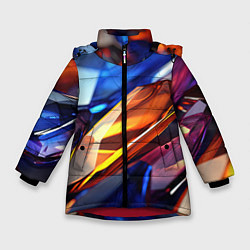 Куртка зимняя для девочки Прозрачные блестящие камни, цвет: 3D-красный