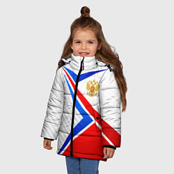 Куртка зимняя для девочки Герб РФ - классические цвета флага, цвет: 3D-красный — фото 2