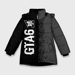 Куртка зимняя для девочки GTA6 glitch на темном фоне по-вертикали, цвет: 3D-черный