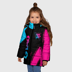 Куртка зимняя для девочки GTA6 - neon gradient вертикально, цвет: 3D-черный — фото 2